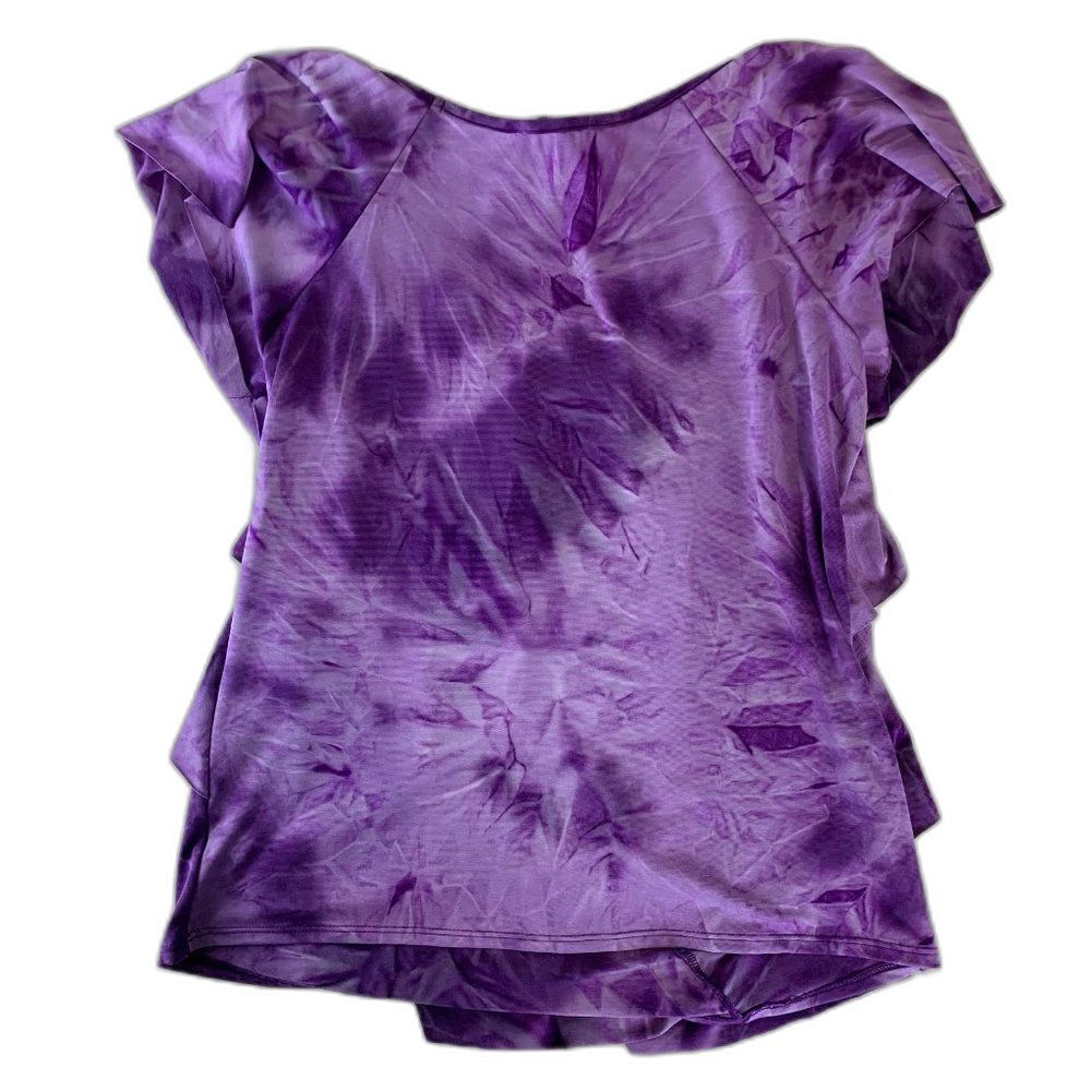 ❤️ NY Collection Short Sleeve Ruffle Top Womens M - Picture 2 of 6
